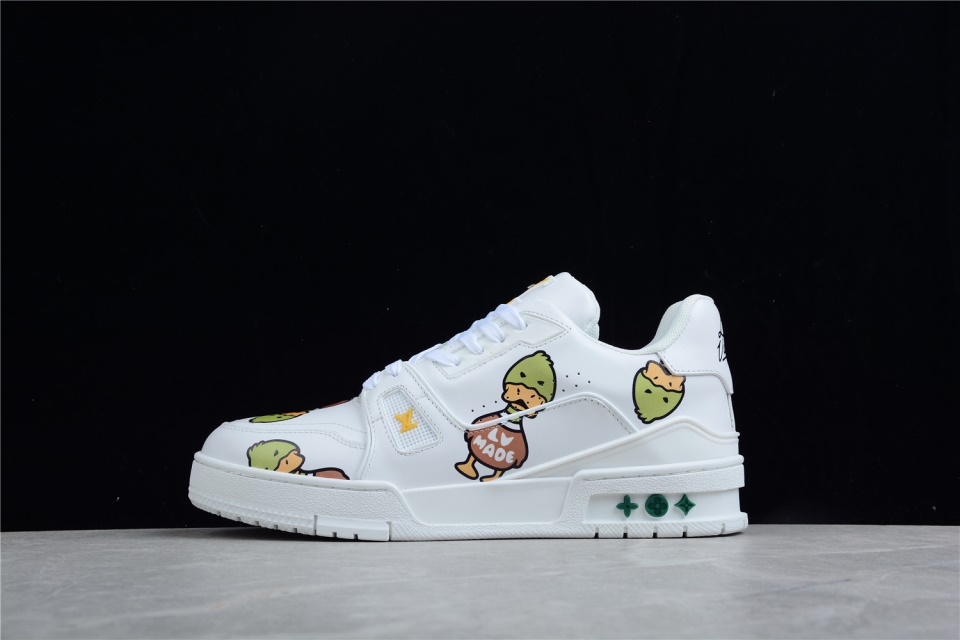 Louis Vuitton Nigo White Duck Logo Trainers – Savonches