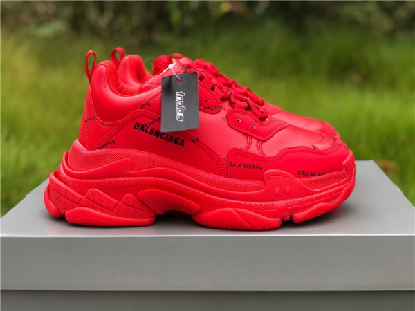 Balenciaga Allover Logo Triple S "Bright Red"
