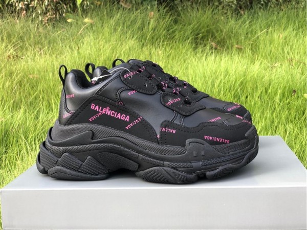 Balenciaga Allover Logo Triple S "Black Pink"