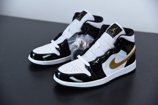 Air Jordan 1 Mid Patent "Black Gold" 852542-007