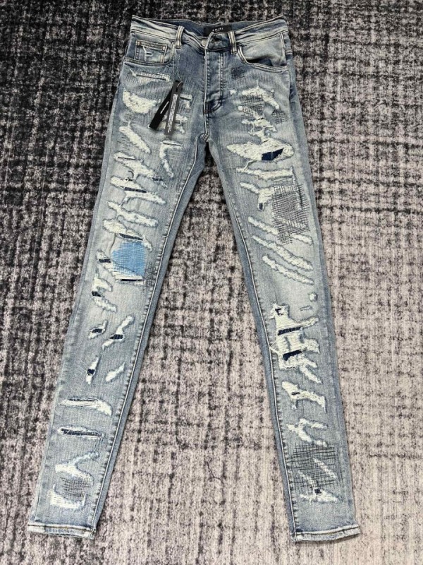 Amiri Bandana Thrasher Jeans - Light Blue