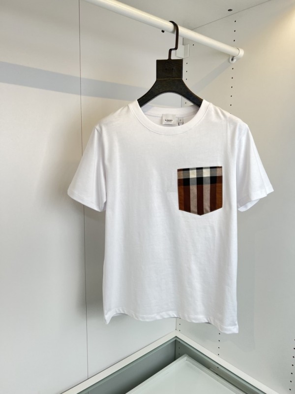 Burberry  T-shirt Pocket Style For Couples - White