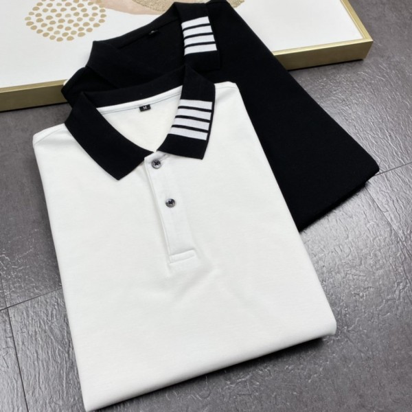 ThOM Browne Short  Sleeve T-shirts  White/Black