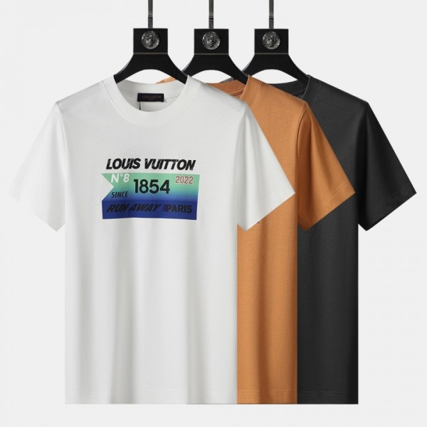 LV Short Sleeve T-shirt Black/White/Brown