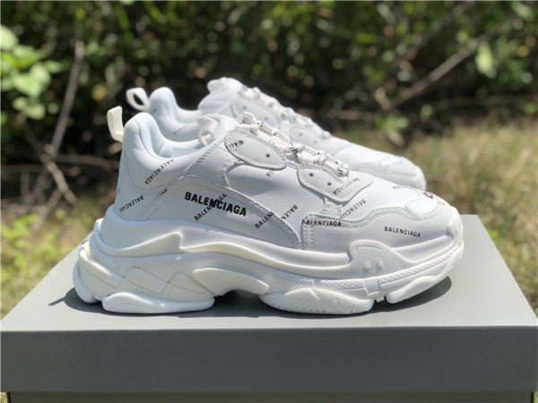 Balenciaga Allover Logo Triple S Sneaker White