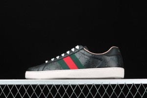 Gucci Signature Ace Low-Top Sneaker Black with Green and Red