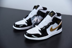 Air Jordan 1 Mid Patent "Black Gold" 852542-007