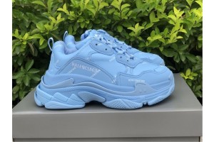 Balenciaga Allover Logo Triple S Light Blue/White