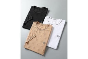 LV Short Sleeve T-shirt Black/White/Beige