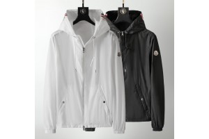 Moncler Hooded Windbreaker Jacket Black/White