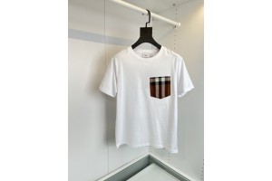 Burberry  T-shirt Pocket Style For Couples - White