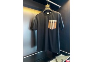 Burberry T-shirt Pocket Style For Couples - Black