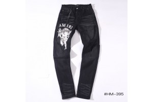 Amini Wax Black Denim Jeans - Angel Logo