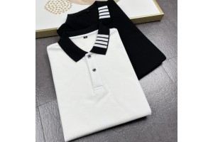 ThOM Browne Short  Sleeve T-shirts  White/Black