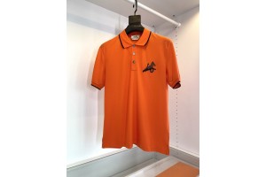 Hermes Short Puzzle Equestre POLO Sleeve Orange/Black/White