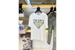 Prada Short Sleeve T-Shirt Flower White/Black