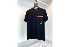 Prada Short Sleeve T-Shirt With Small Pocket Black/White