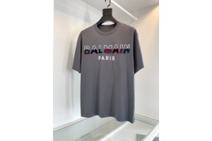 Balmain Paris Short Sleeve T-shirts Grey/Dark Blue/Yellow/Black BALIN-0001