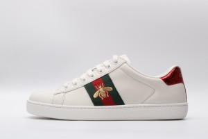 Gucci Ace Embroidered Low-Top Sneaker White with Bee