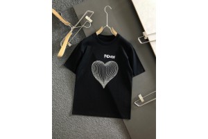 Fendi Short Sleeve T-Shirt Heart White/Black FEN-0006